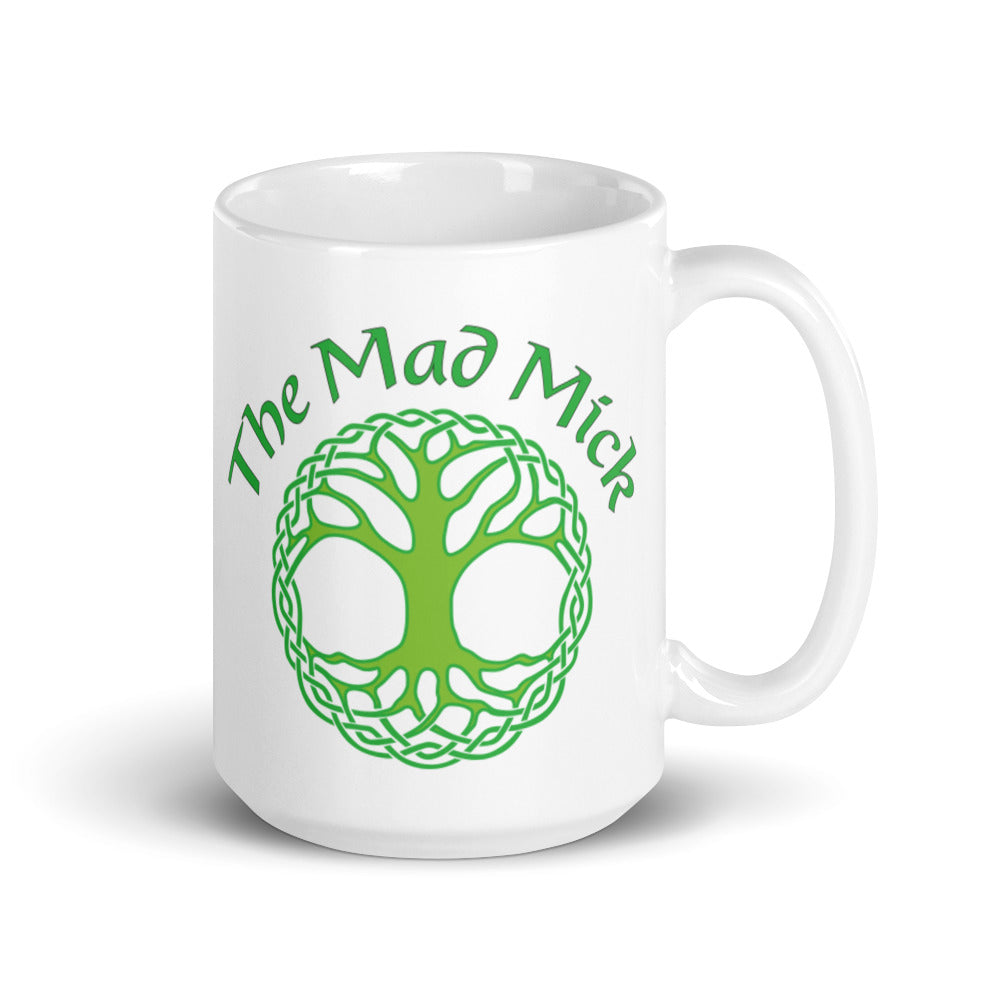 Mad Mick Celtic Tree White glossy mug