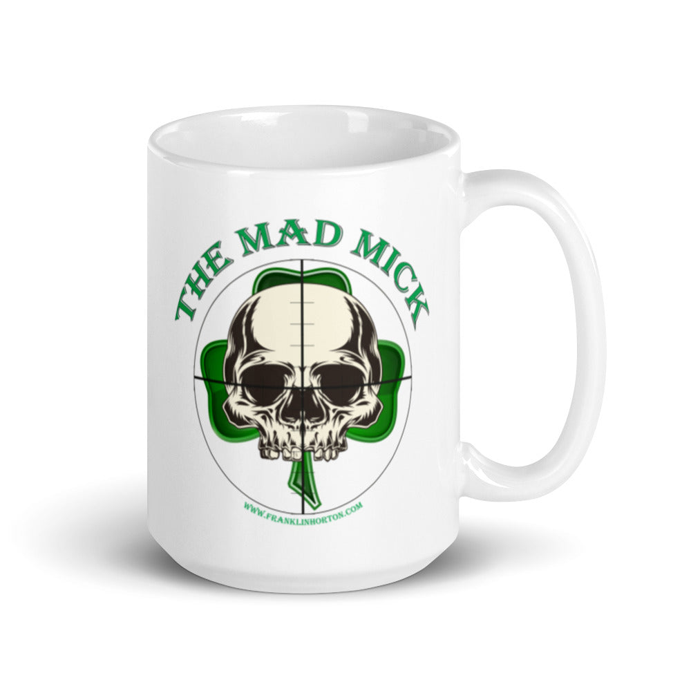 Mad Mick Skull & Shamrock White glossy mug